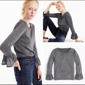 J. Crew Black Metallic Bell Sleeve Blouse